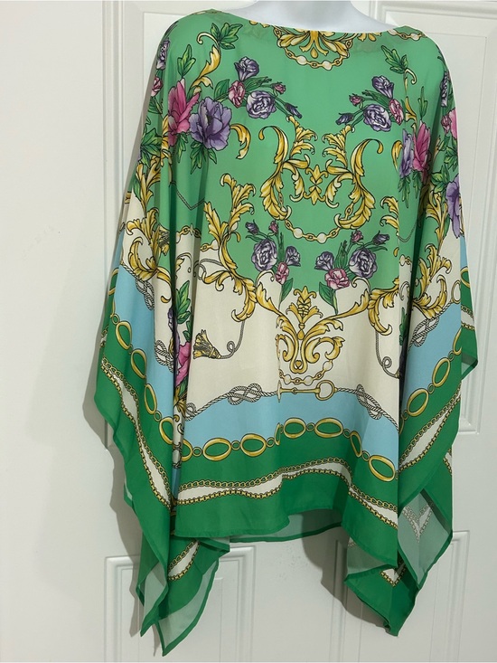 Belle by Kim Gravel Tops - Belle by Kim Gravel Mint Green Floral Scarf Blouse